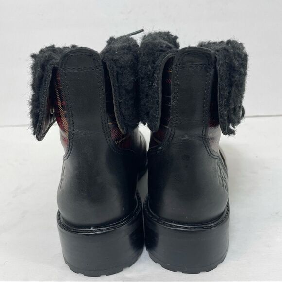 Patricia Nash Lia Cold Weather Booties Black and Red Plaid with Shearling Cuffs - Picture 6 of 15